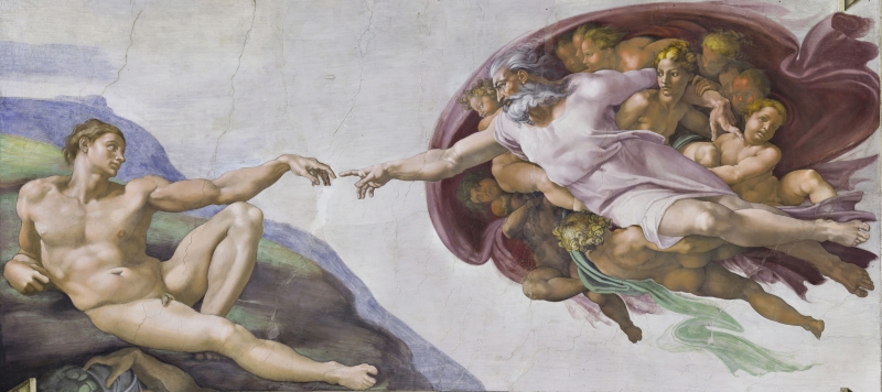 Creation of Adam Panoramic by artist Michelangelo Buonarotti